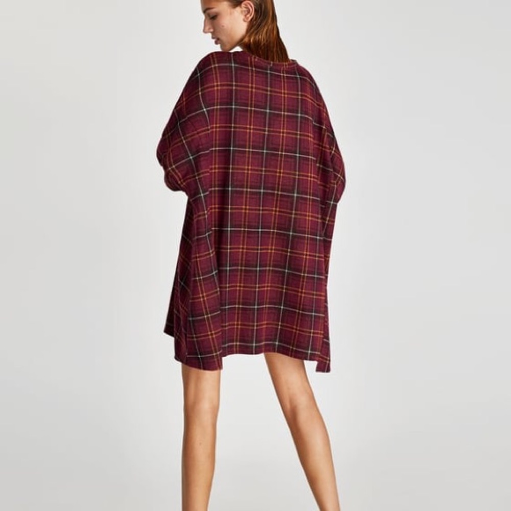 zara oversized check dress